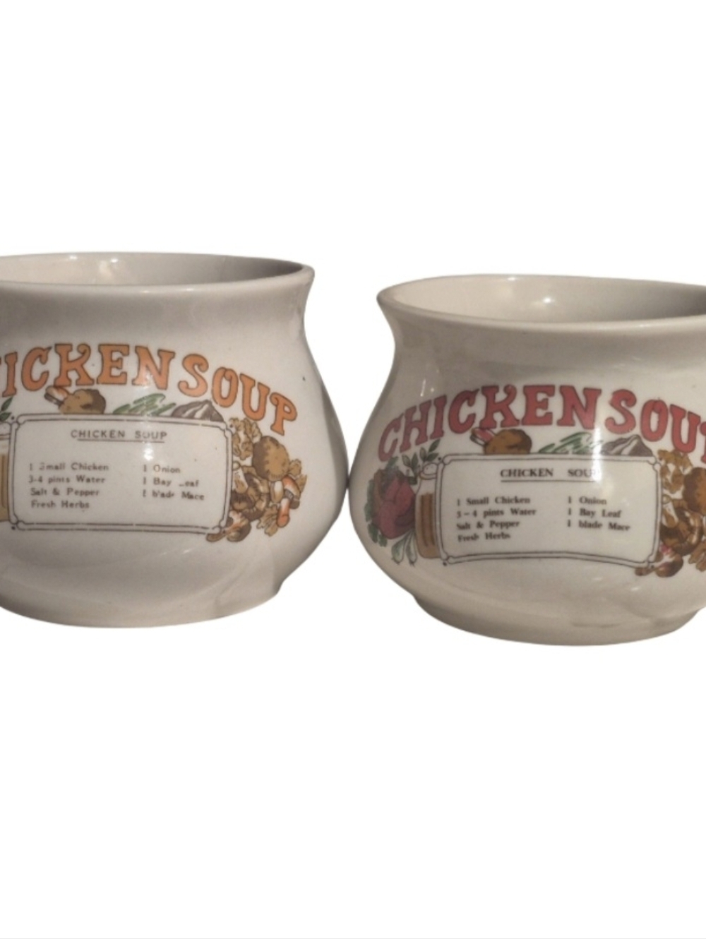 2 Vintage 80s Chicken Soup Recipe Mugs Cups Soup Mugs By Unlimited Table Top